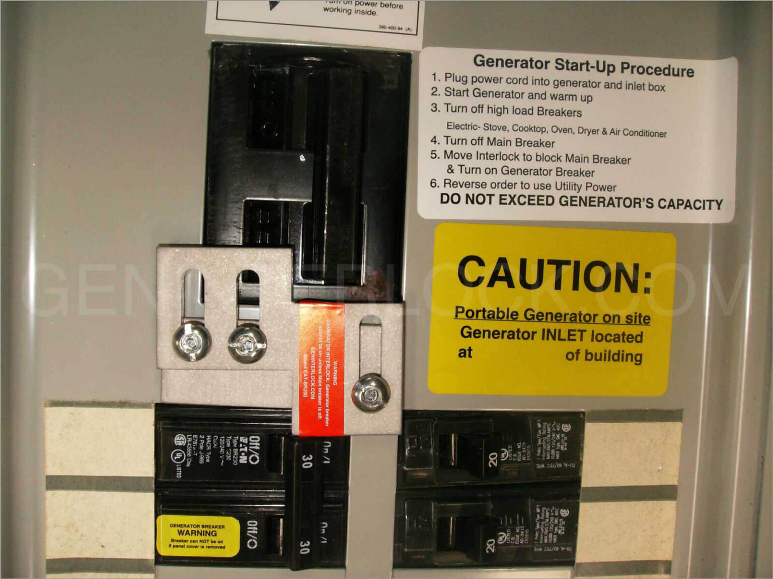 Generator Interlock Kit Westinghouse, Thomas & Betts or Challenger 150