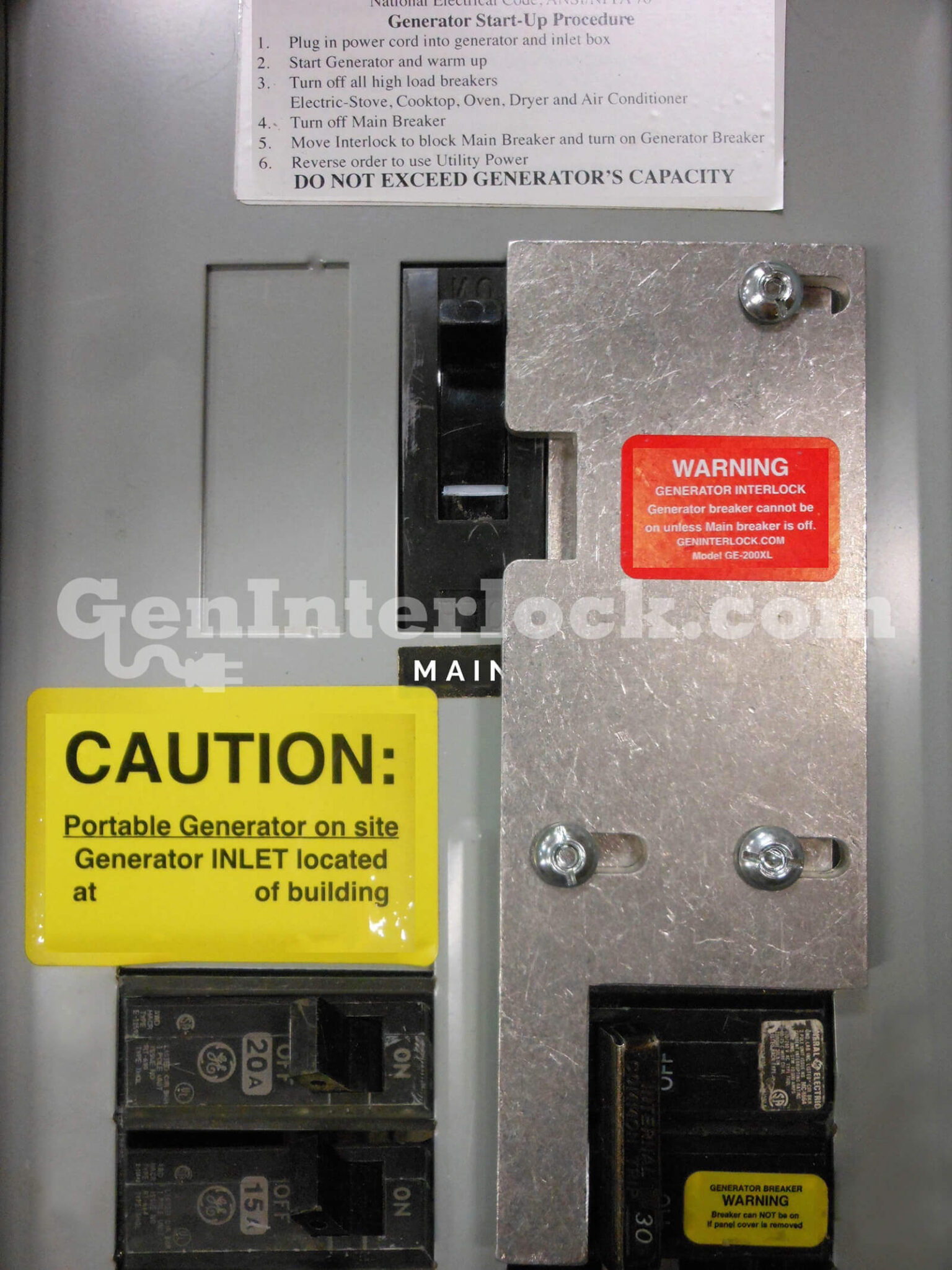 Generator Interlock Kit General Electric GE Vertical Throw 150 and 200
