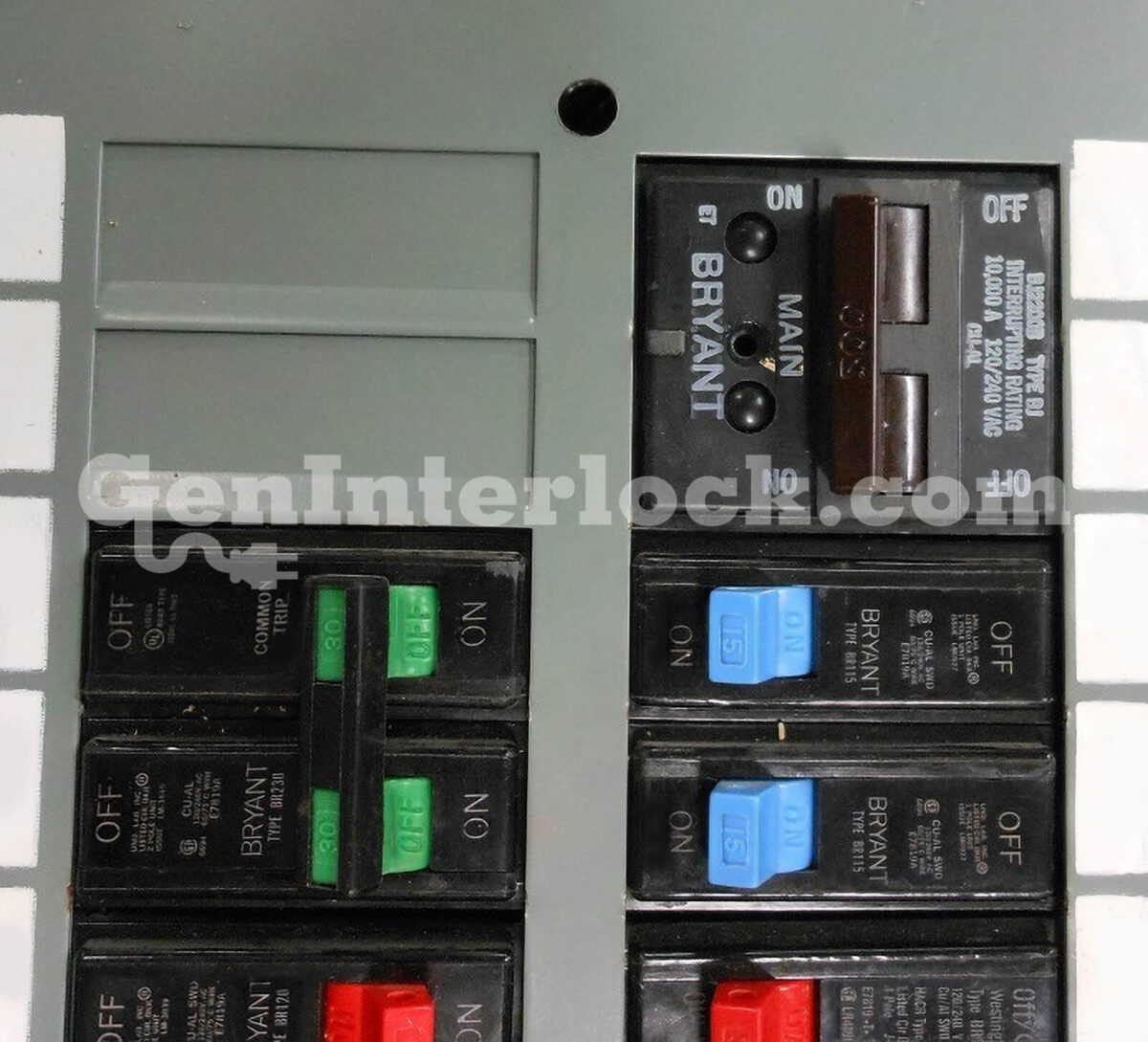 Bryant 13502 Generator Interlock Kit - Installed on 200A Breaker Panel, Main Breaker in Off Position