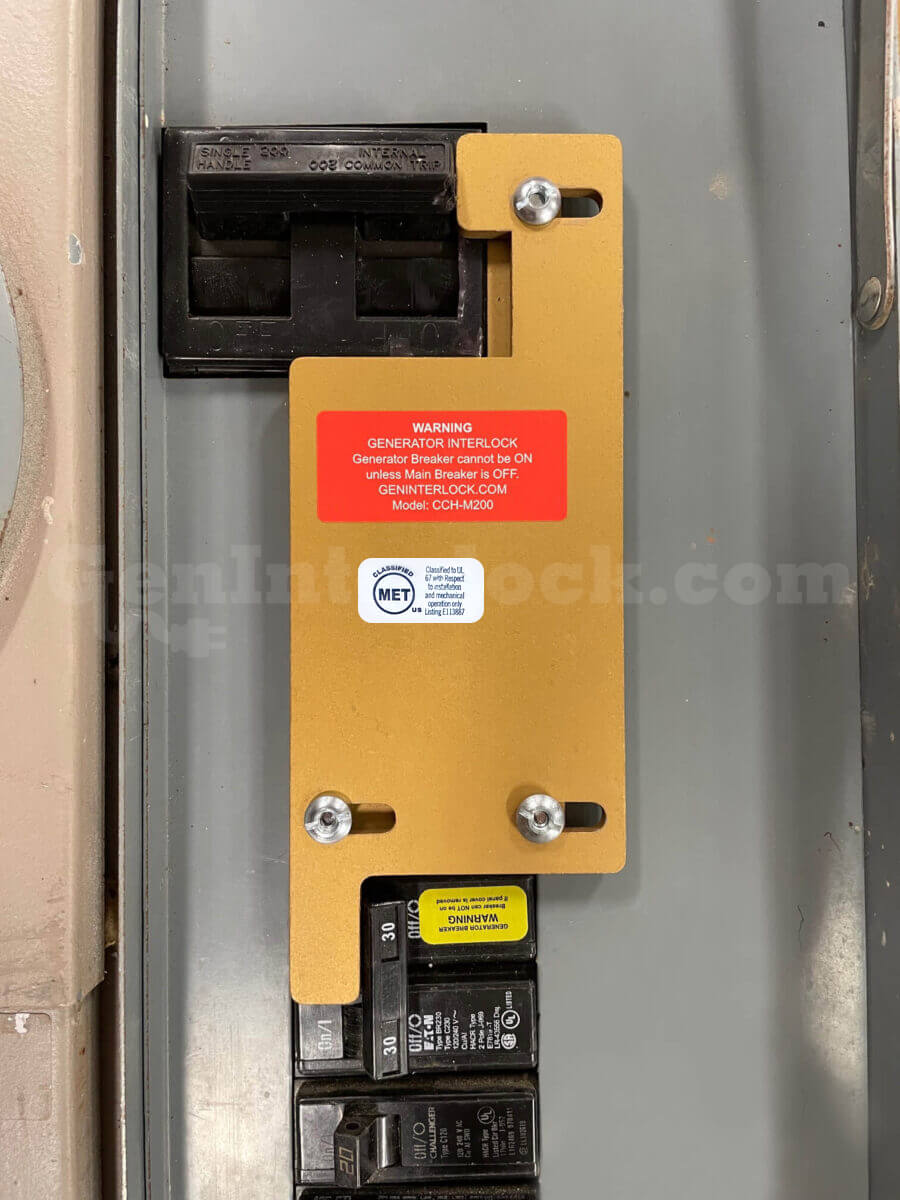 Challenger 15501 Generator Interlock Kit (formerly M200) - Installed on Panel with Main Breaker Engaged