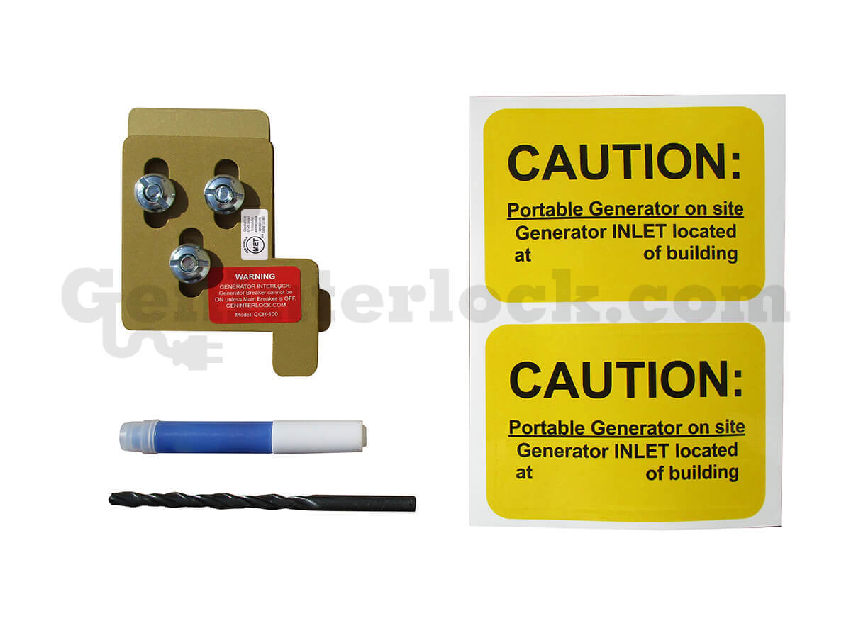 Crouse-Hinds 15101 Generator Interlock Kit with Included Hardware - Drill Bit, Screws, and Caution Labels