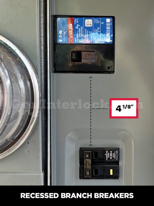 Cutler-Hammer 21173 Generator Interlock Kit - Installed on Meter Main BR Panel Showing Recessed Branch Breakers