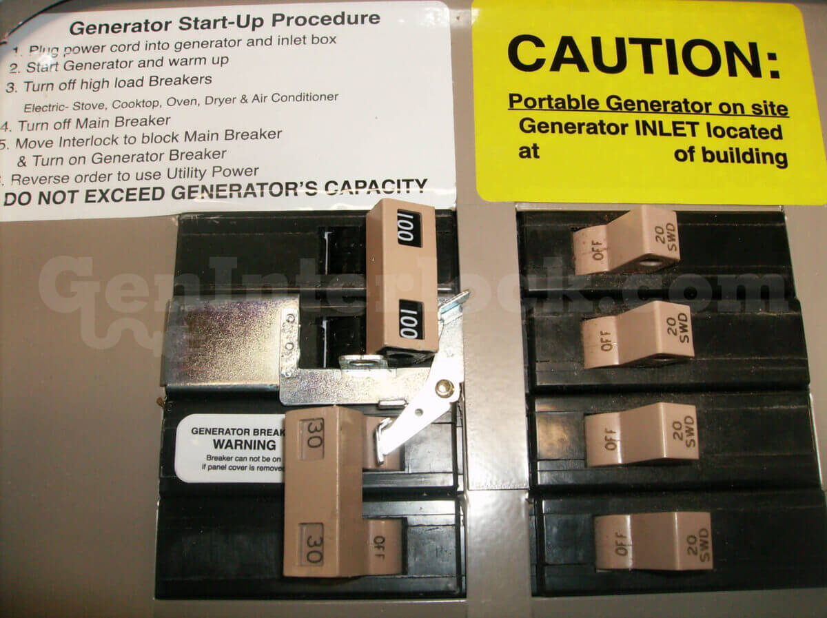 Eaton Cutler-Hammer 21701 CH Series Generator Interlock Kit Installed on Panel with Main Breaker in On Position