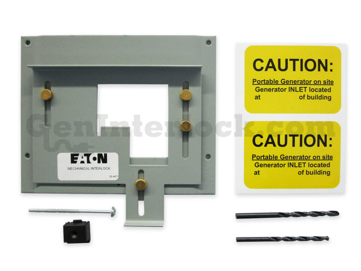 Eaton Cutler-Hammer 21651 Generator Interlock Kit with Included Plate, Slide, Screw, Spacer, Drill Bits, and Caution Labels