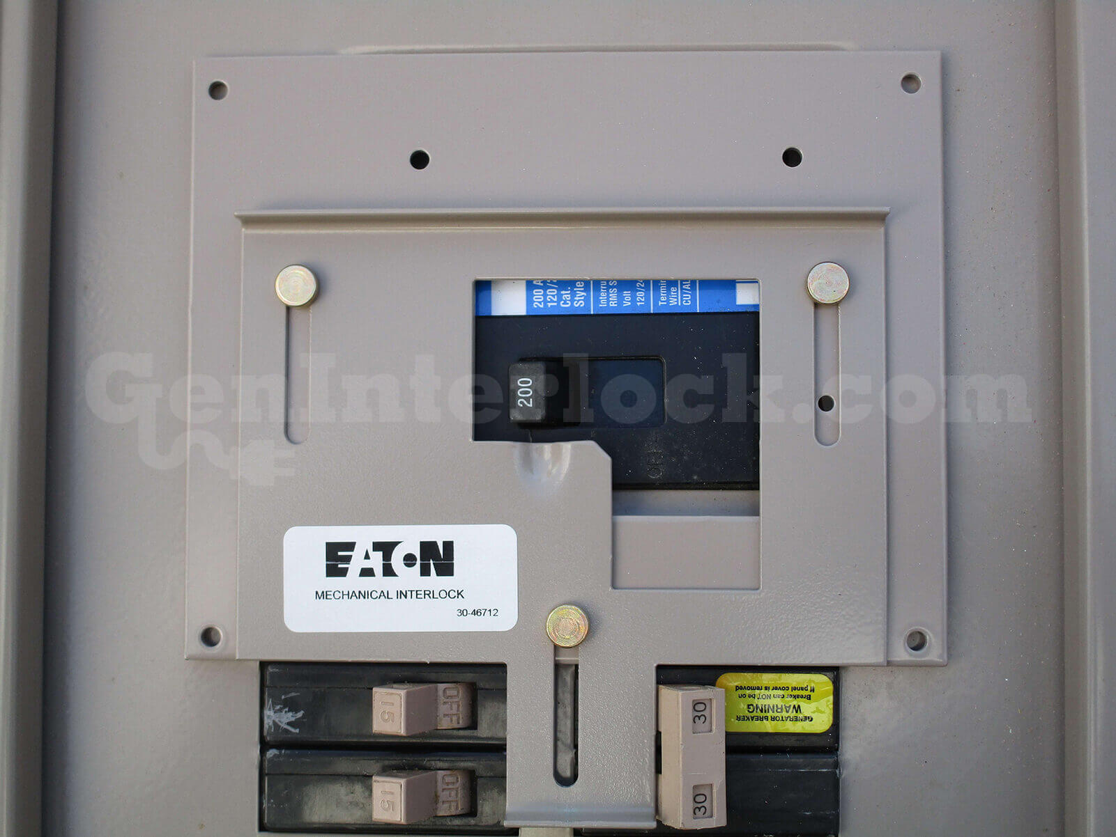 Cutler-Hammer 21751 Generator Interlock Kit (formerly CH200UL) - Installed on Breaker Panel