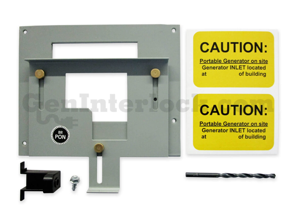 Sylvania Westinghouse 41251 Generator Interlock Kit - Installed on Breaker Panel Showing 3-1/4 Inch Spacing