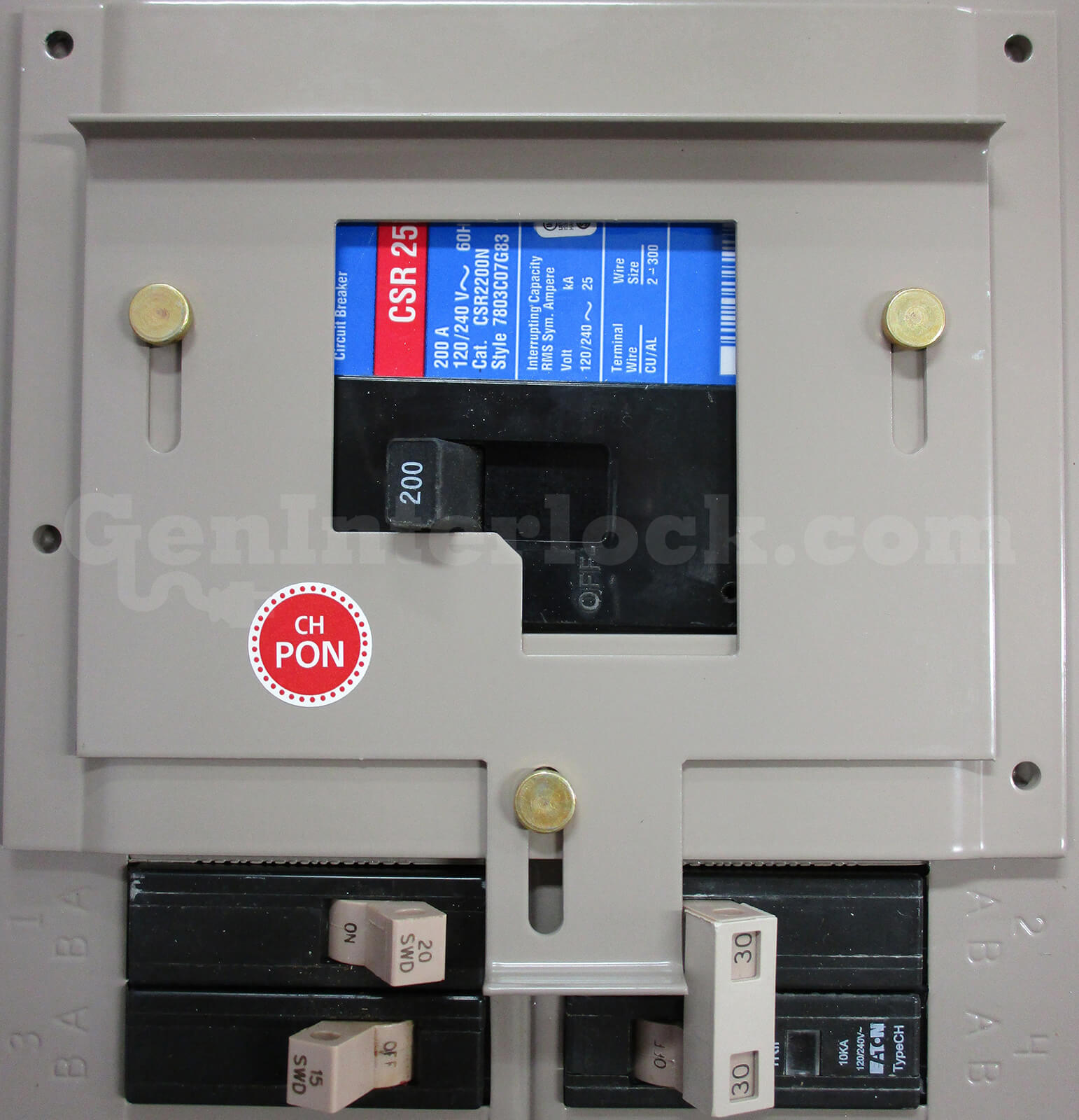 Cutler Hammer 21752 CH PON Generator Interlock Kit (formerly PONCH200) - Installed on Breaker Panel