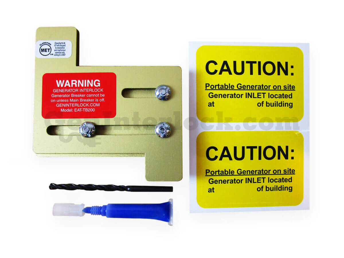 Sylvania Westinghouse 41251 Generator Interlock Kit - Installed on Breaker Panel Showing 3-1/4 Inch Spacing