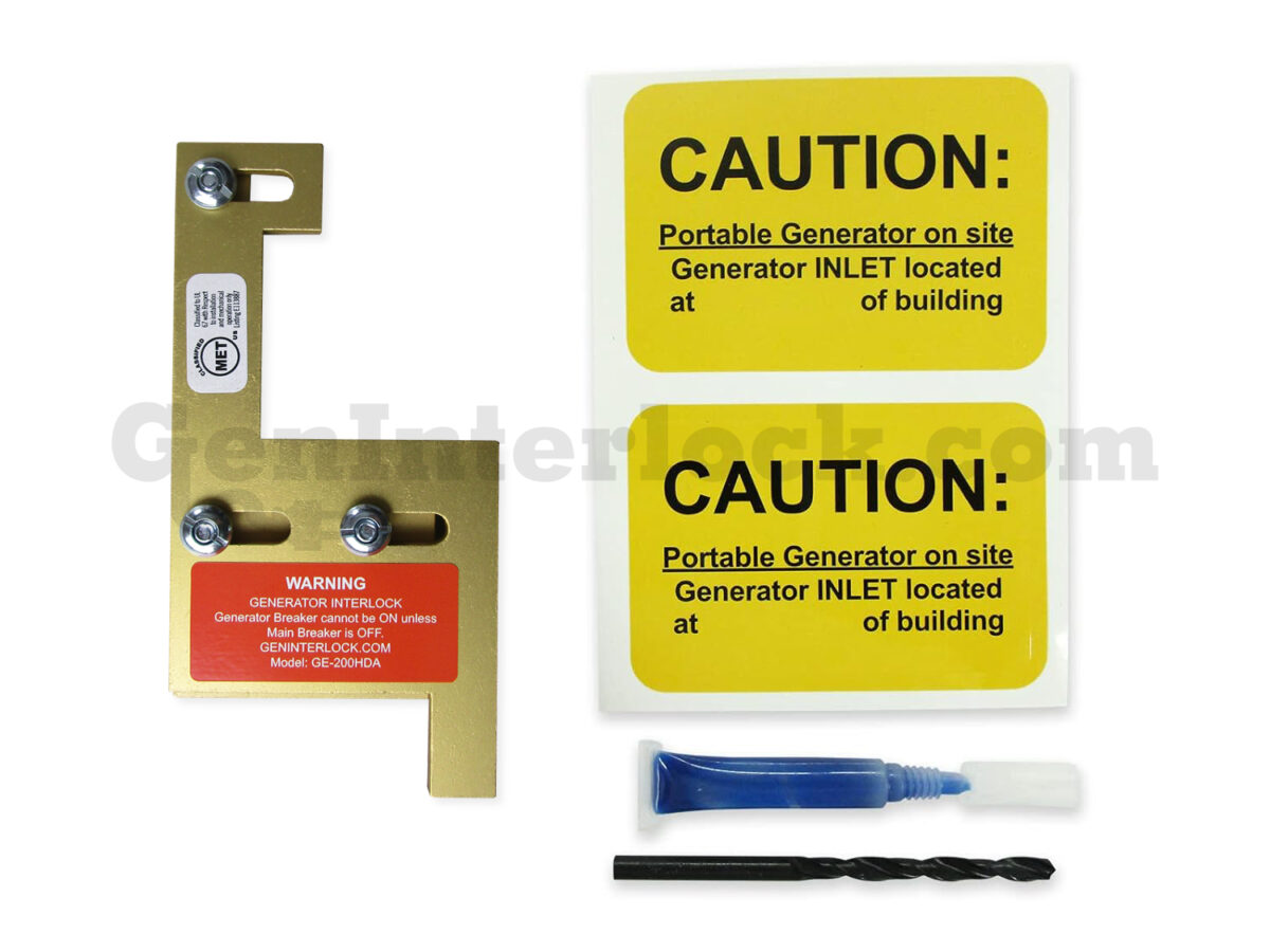 Sylvania Westinghouse 41251 Generator Interlock Kit - Installed on Breaker Panel Showing 3-1/4 Inch Spacing