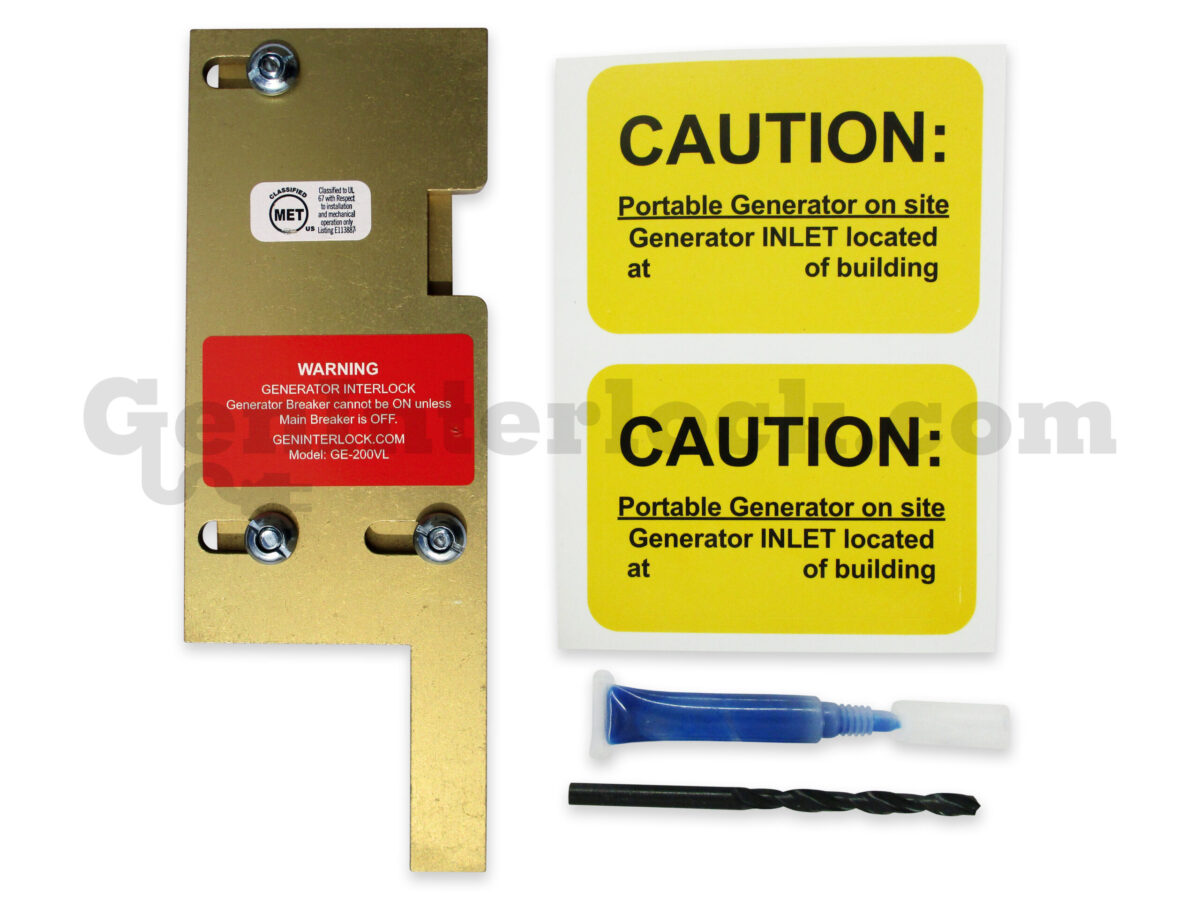 Sylvania Westinghouse 41251 Generator Interlock Kit - Installed on Breaker Panel Showing 3-1/4 Inch Spacing