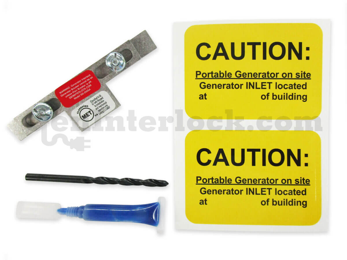 Sylvania Westinghouse 41251 Generator Interlock Kit - Installed on Breaker Panel Showing 3-1/4 Inch Spacing