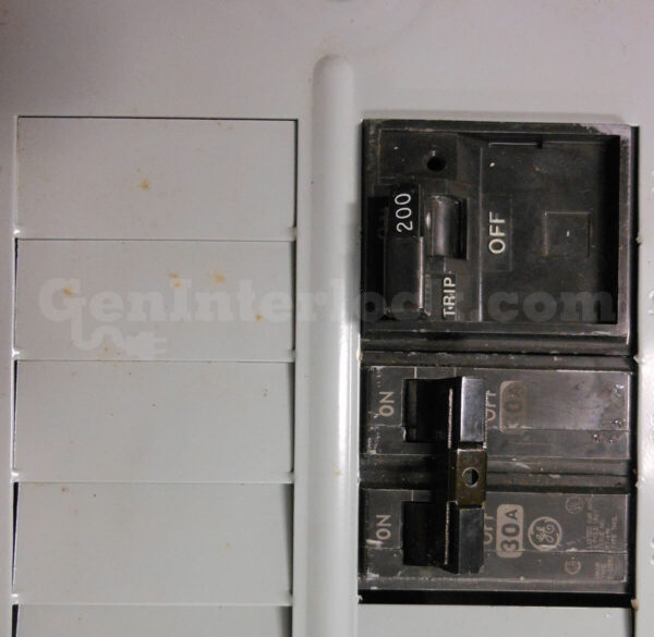 Sylvania Westinghouse 41251 Generator Interlock Kit - Installed on Breaker Panel Showing 3-1/4 Inch Spacing
