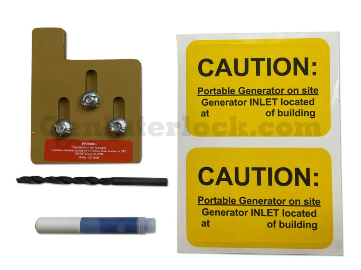 Sylvania Westinghouse 41251 Generator Interlock Kit - Installed on Breaker Panel Showing 3-1/4 Inch Spacing