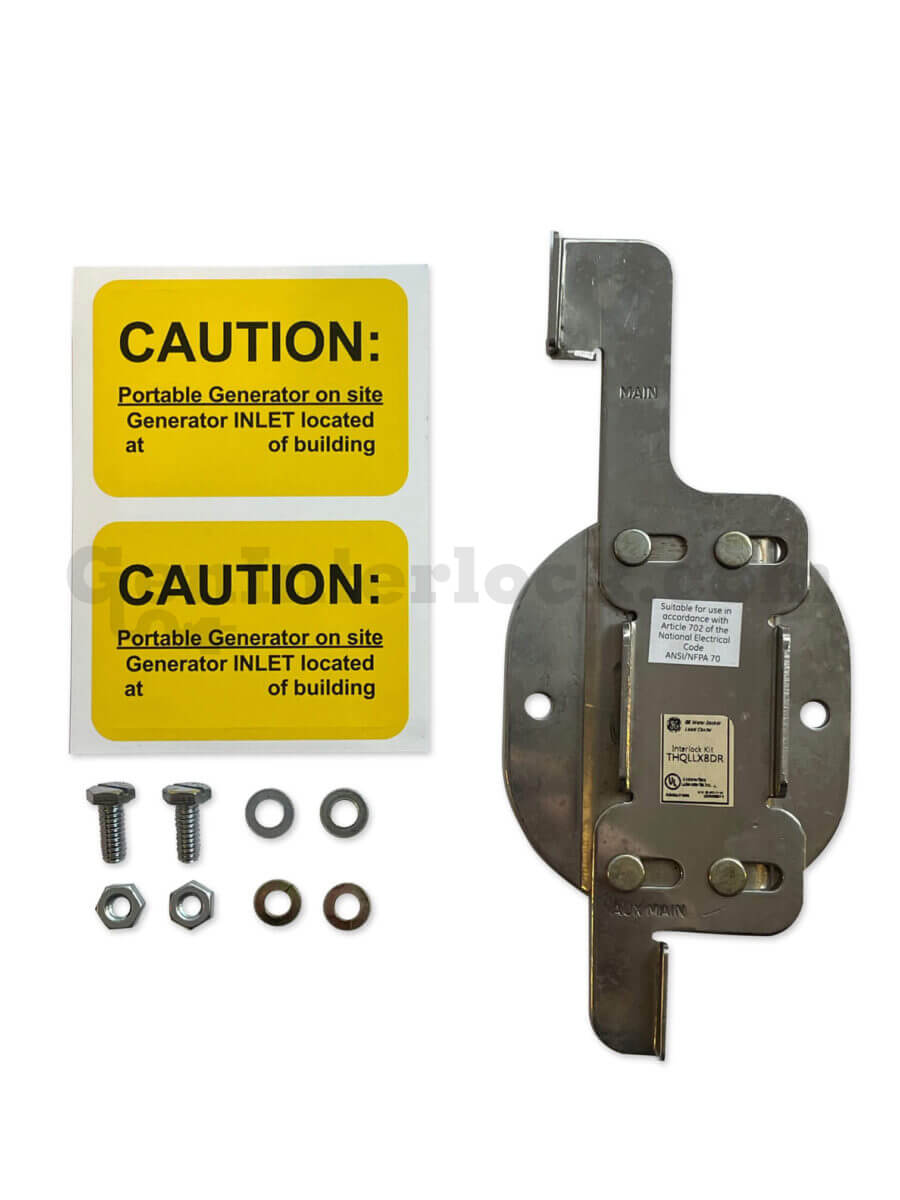 Sylvania Westinghouse 41251 Generator Interlock Kit - Installed on Breaker Panel Showing 3-1/4 Inch Spacing