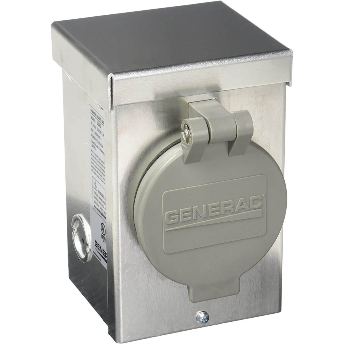 Generac GNRC50 50 Amp Twist Lock NEMA 3R Power Inlet Box - Front with Closed Cover