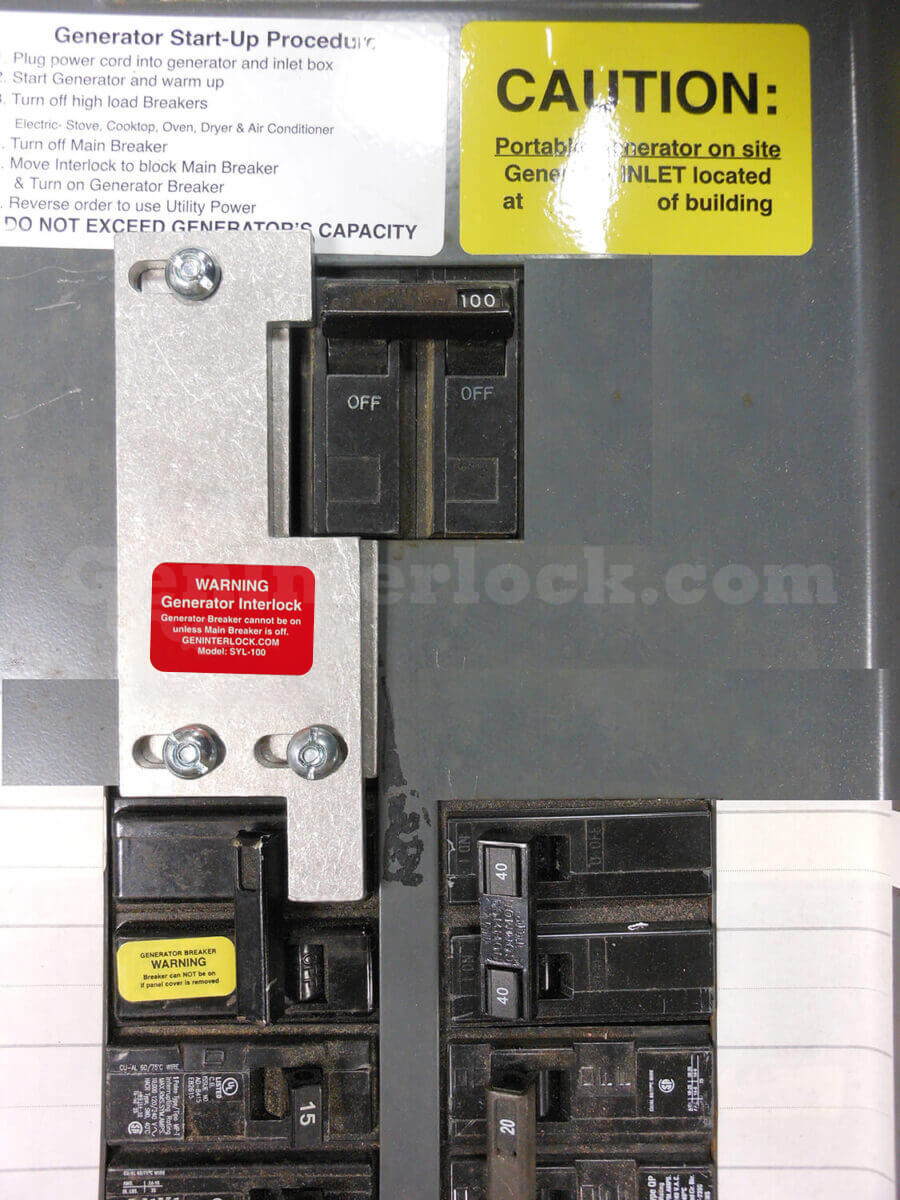 GTE Sylvania 41151 Generator Interlock Kit - Installed on Breaker Panel with main breaker in OFF position