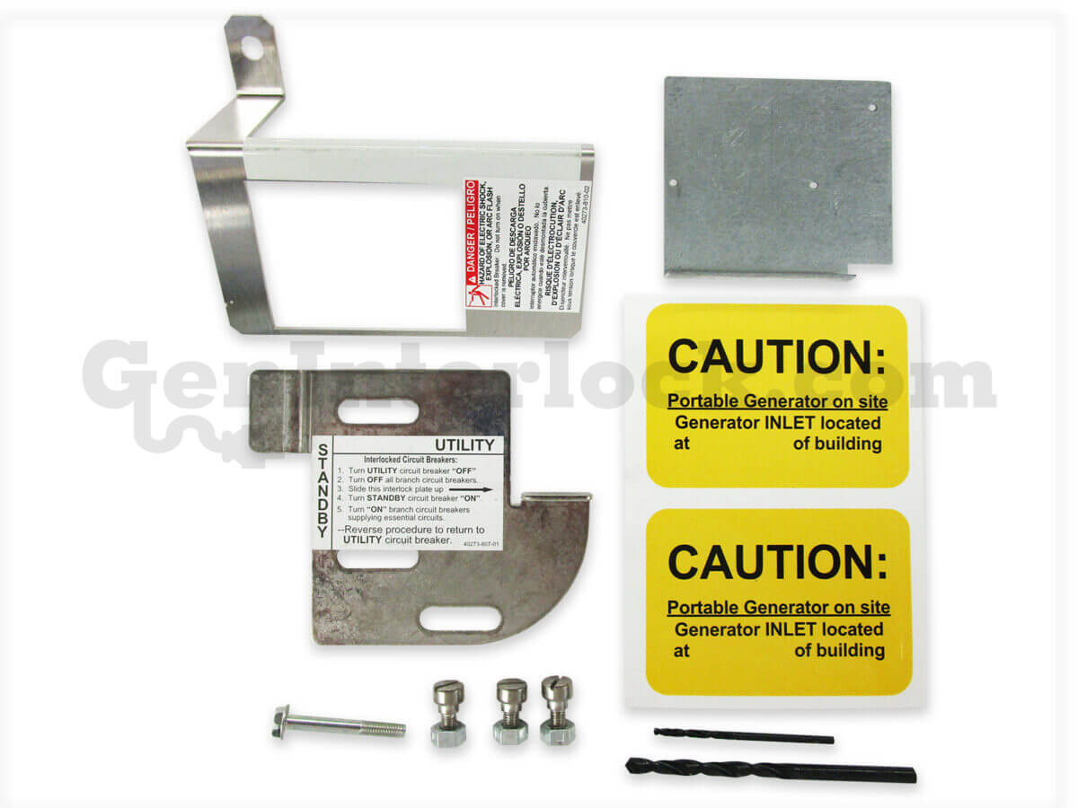 Sylvania Westinghouse 41251 Generator Interlock Kit - Installed on Breaker Panel Showing 3-1/4 Inch Spacing