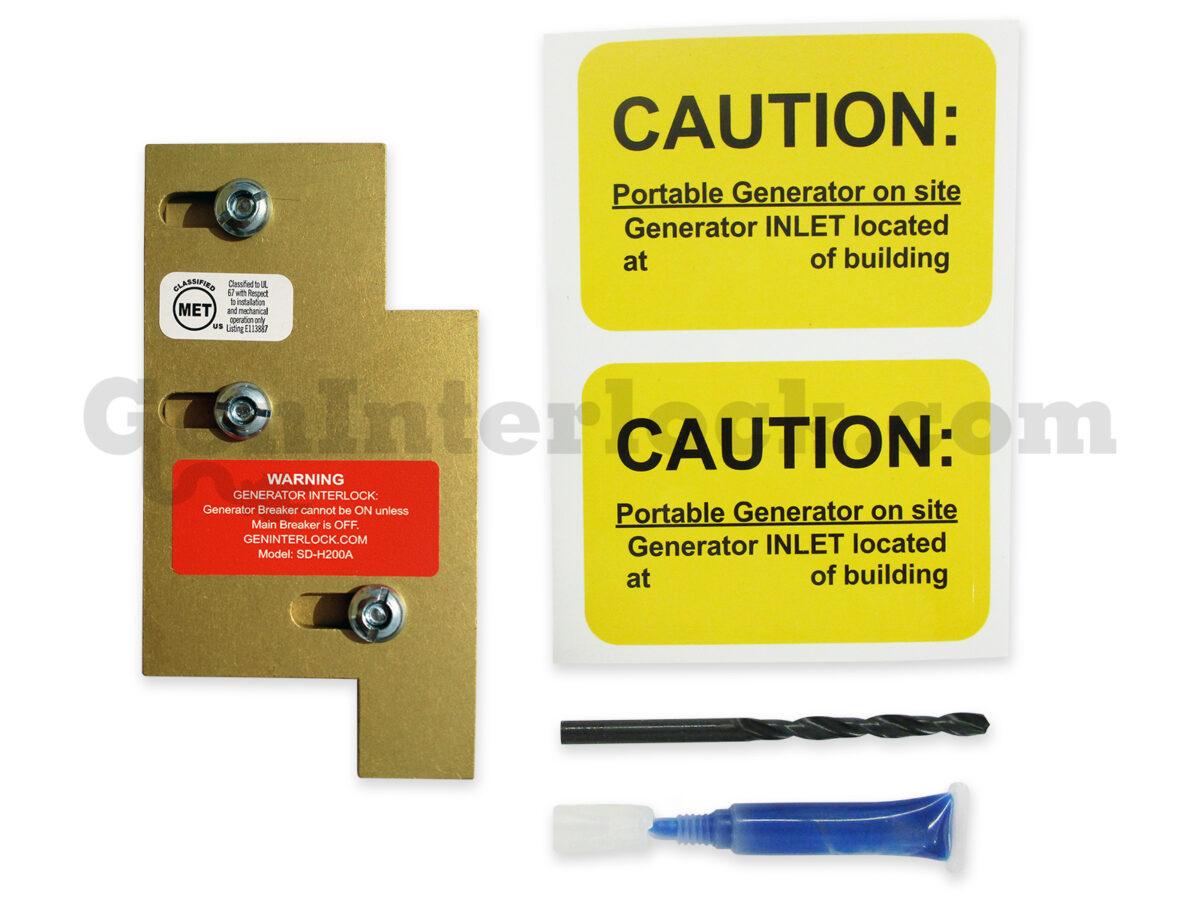 Sylvania Westinghouse 41251 Generator Interlock Kit - Installed on Breaker Panel Showing 3-1/4 Inch Spacing