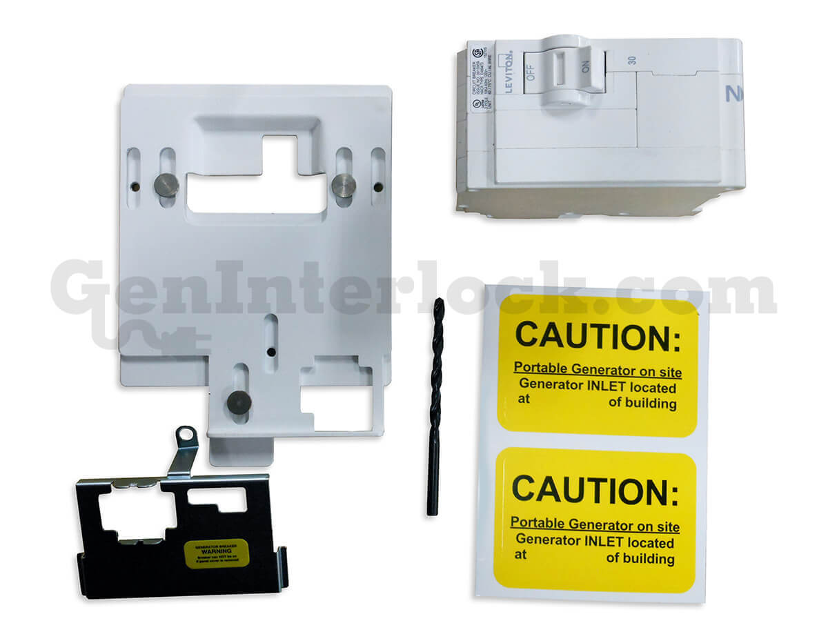 Leviton 41801 Generator Interlock Kit - with Included Breaker, Plates, Drill Bit and Labels