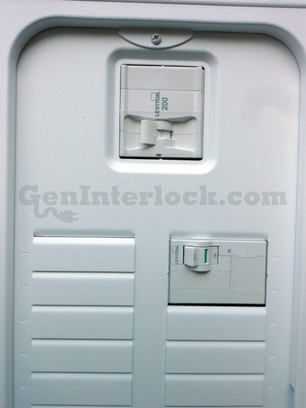 Sylvania Westinghouse 41251 Generator Interlock Kit - Installed on Breaker Panel Showing 3-1/4 Inch Spacing Sylvania Westinghouse 41251 Generator Interlock Kit - Installed on Breaker Panel Showing 3-1/4 Inch Spacing