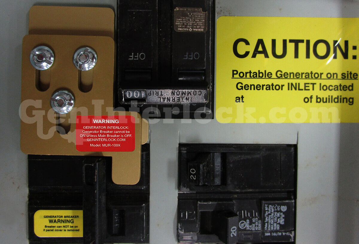 Murray 41102 Generator Interlock Kit 100A - Installed on Panel with Main Breaker in Off Position