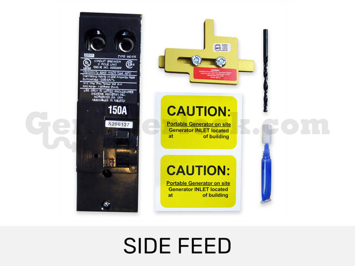 Murray MUR150HL Generator Interlock Kit with Included Hardware - Side Feed 150A breaker, drill bit, labels