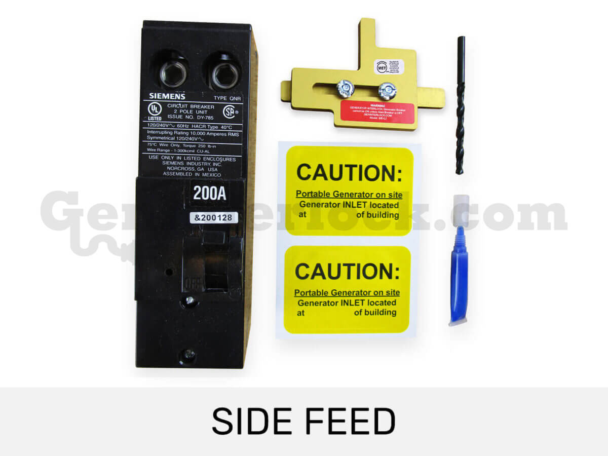 Sylvania Westinghouse 41251 Generator Interlock Kit - Installed on Breaker Panel Showing 3-1/4 Inch Spacing