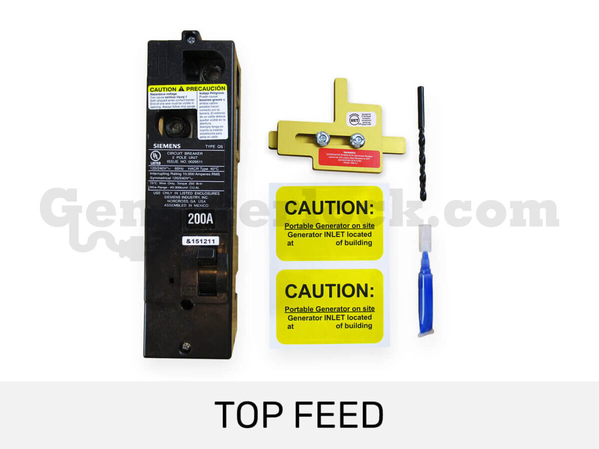 Sylvania Westinghouse 41251 Generator Interlock Kit - Installed on Breaker Panel Showing 3-1/4 Inch Spacing