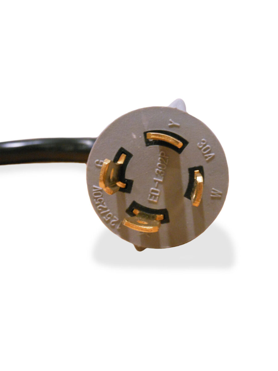L1450 Adapter - Close-Up of L1430P Male Plug End Showing Gold Locking Blades
