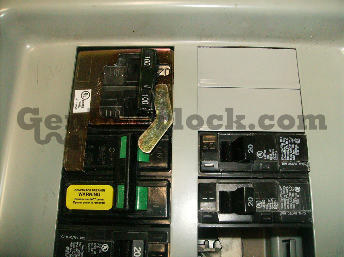 Milbank MUR100SUL-A Generator Interlock Kit - Installed on Panel with 100A Main and Generator Breaker
