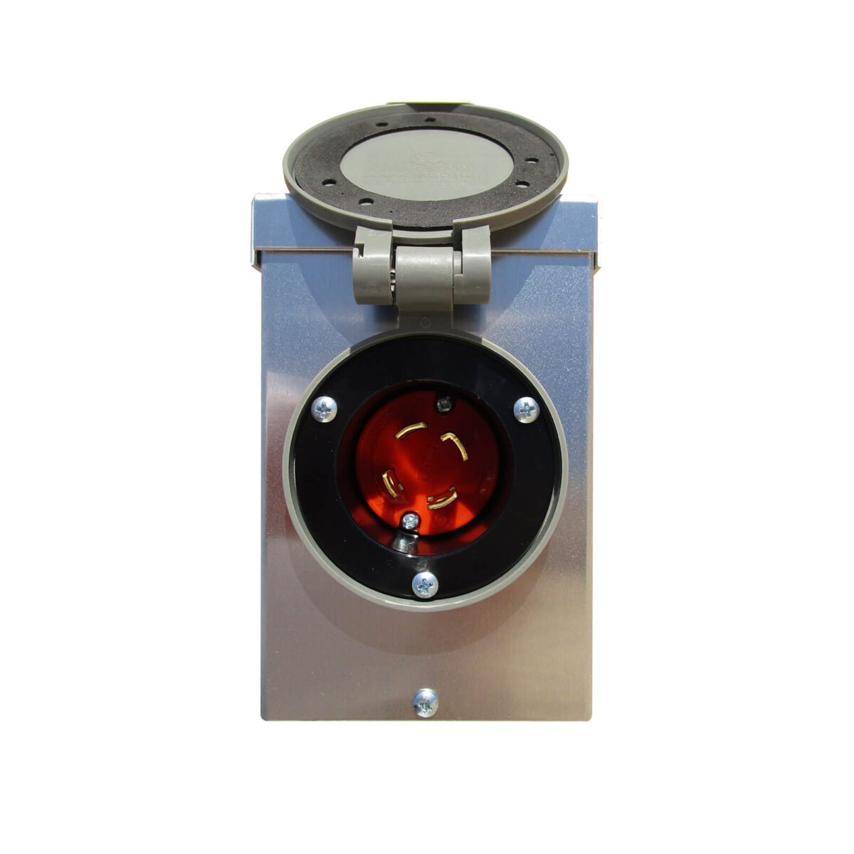 OEM GNRC30 Power Inlet Box (formerly GNRC50) - 30 Amp Twist Lock with Lid Open