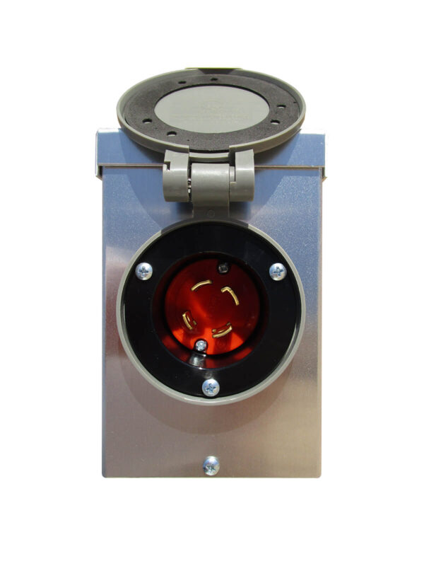 OEM GNRC30 Power Inlet Box (formerly GNRC50) - 30 Amp Twist Lock with Lid Open