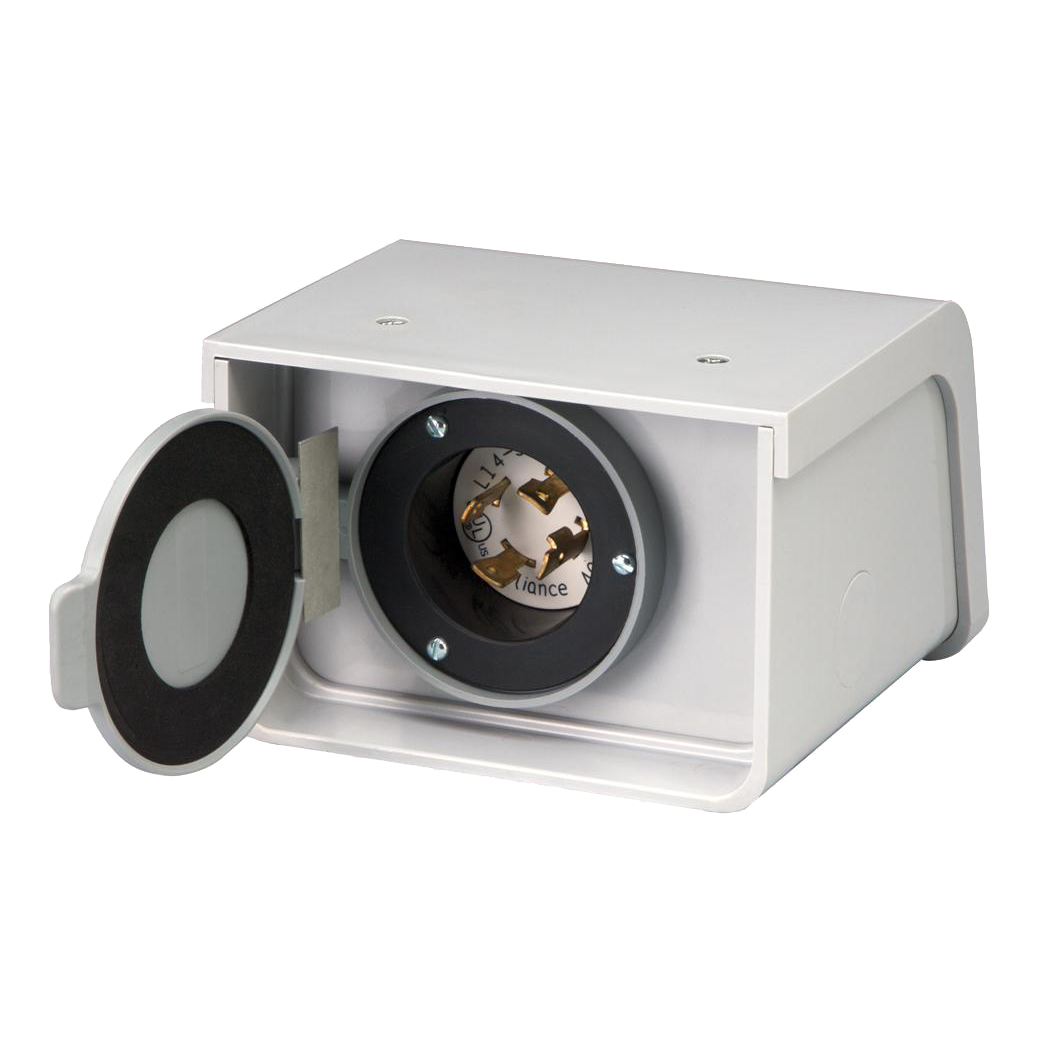 OEM PBN30 30 Amp Power Inlet Box - Open View Showing L14-30 Twist Lock Receptacle