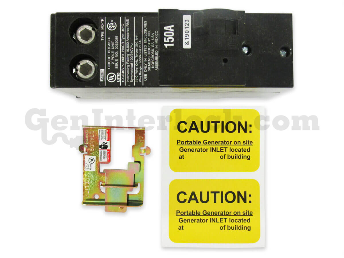 Siemens 41705 150A Hump Breaker Generator Interlock Kit - with 150A Breaker, Interlock Bracket and Labels