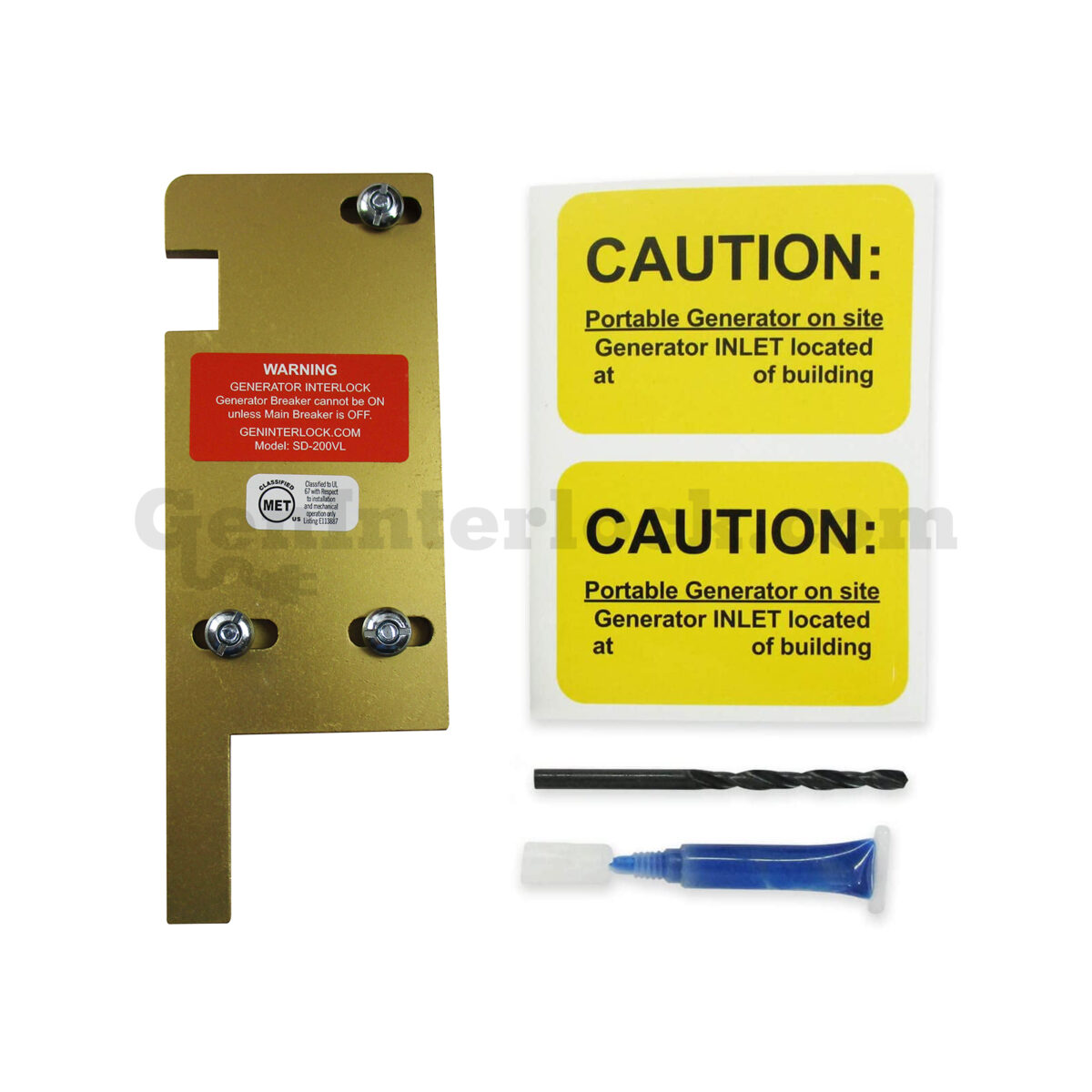 Square D 51203 Generator Interlock Kit - with Included Hardware: drill bit, thread locker, and caution labels