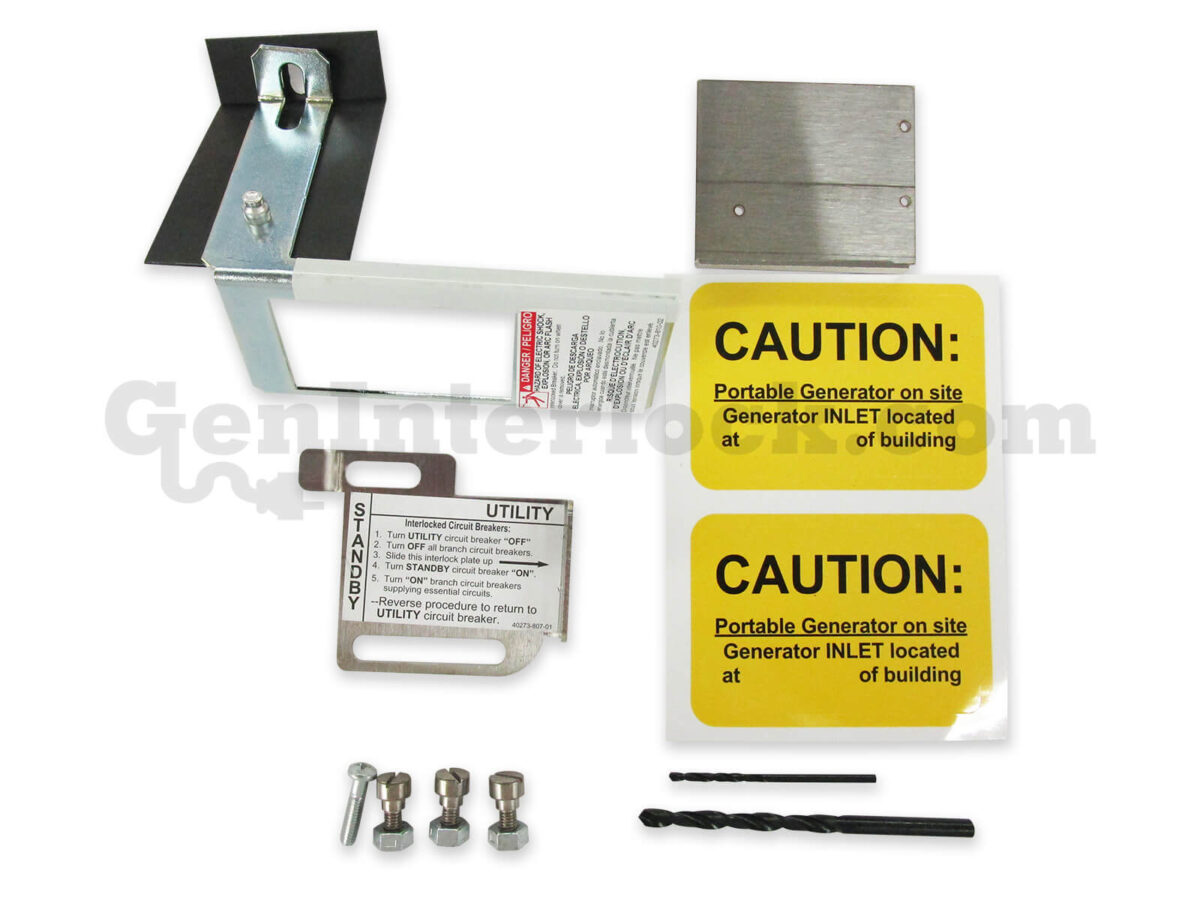 Sylvania Westinghouse 41251 Generator Interlock Kit - Installed on Breaker Panel Showing 3-1/4 Inch Spacing