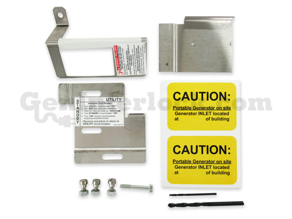 Square D QO 51704 Outdoor Generator Interlock Kit with Included Hardware, Drill Bits, and Labels