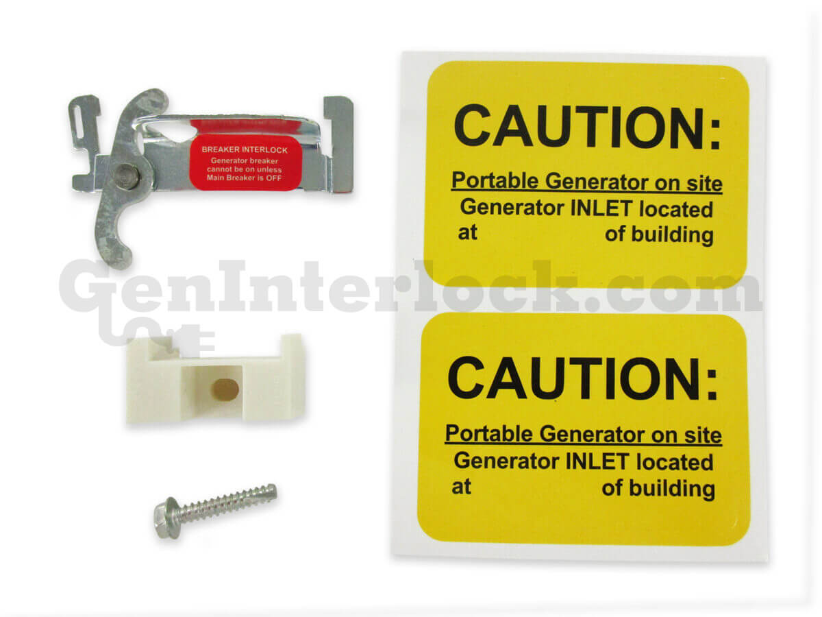 Sylvania Westinghouse 41251 Generator Interlock Kit - Installed on Breaker Panel Showing 3-1/4 Inch Spacing