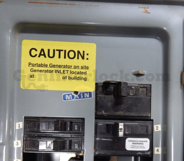 Sylvania Westinghouse 41251 Generator Interlock Kit - Installed on Breaker Panel Showing 3-1/4 Inch Spacing Sylvania Westinghouse 41251 Generator Interlock Kit - Installed on Breaker Panel Showing 3-1/4 Inch Spacing