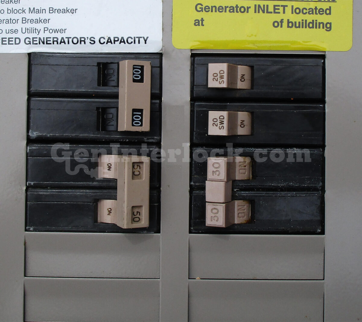 Cutler-Hammer 21201 Generator Interlock Kit - Installed on CH Series 100A Panel with Tan Handle Breakers