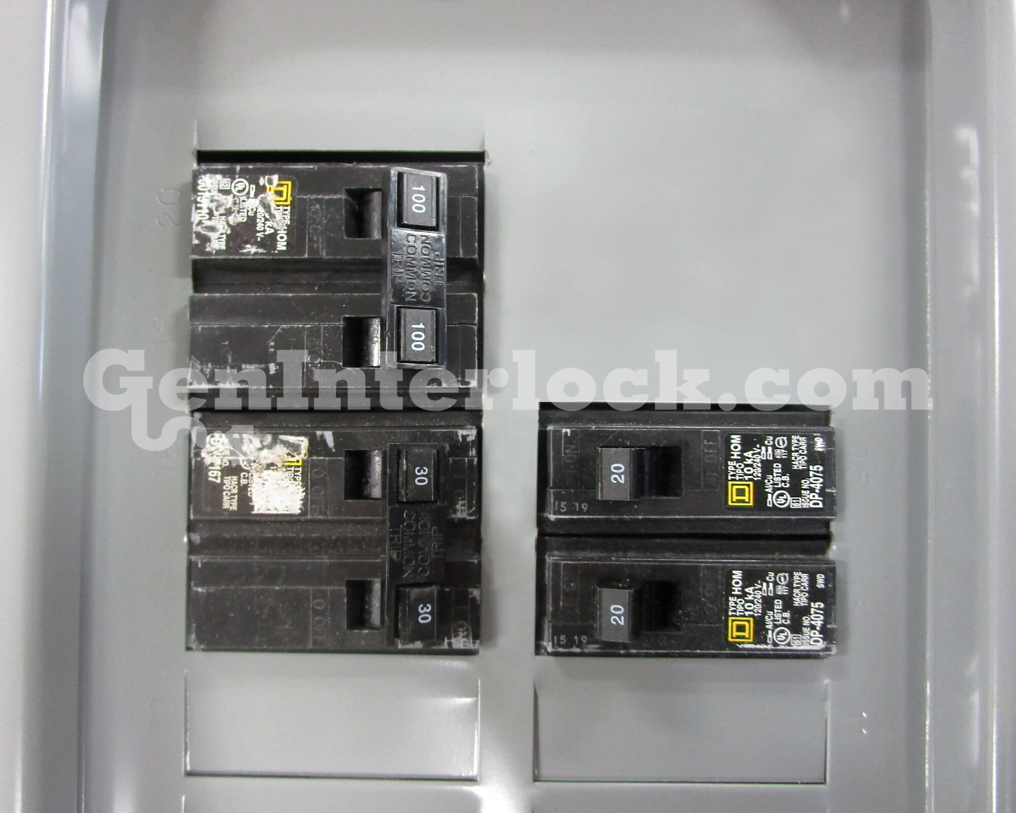 Square D Homeline 100 Amp panel (first Generation) Generator Interlock