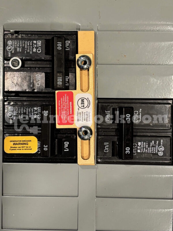 Eaton Cutler-Hammer Model 21101 Generator Interlock Kit (formerly BR100) - Main Breaker On Position