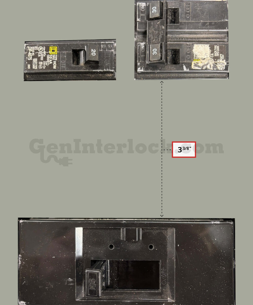 Square D Homeline 51206 Generator Interlock Kit (formerly CA200) - Panel Showing 3-3/8 Inch Spacing