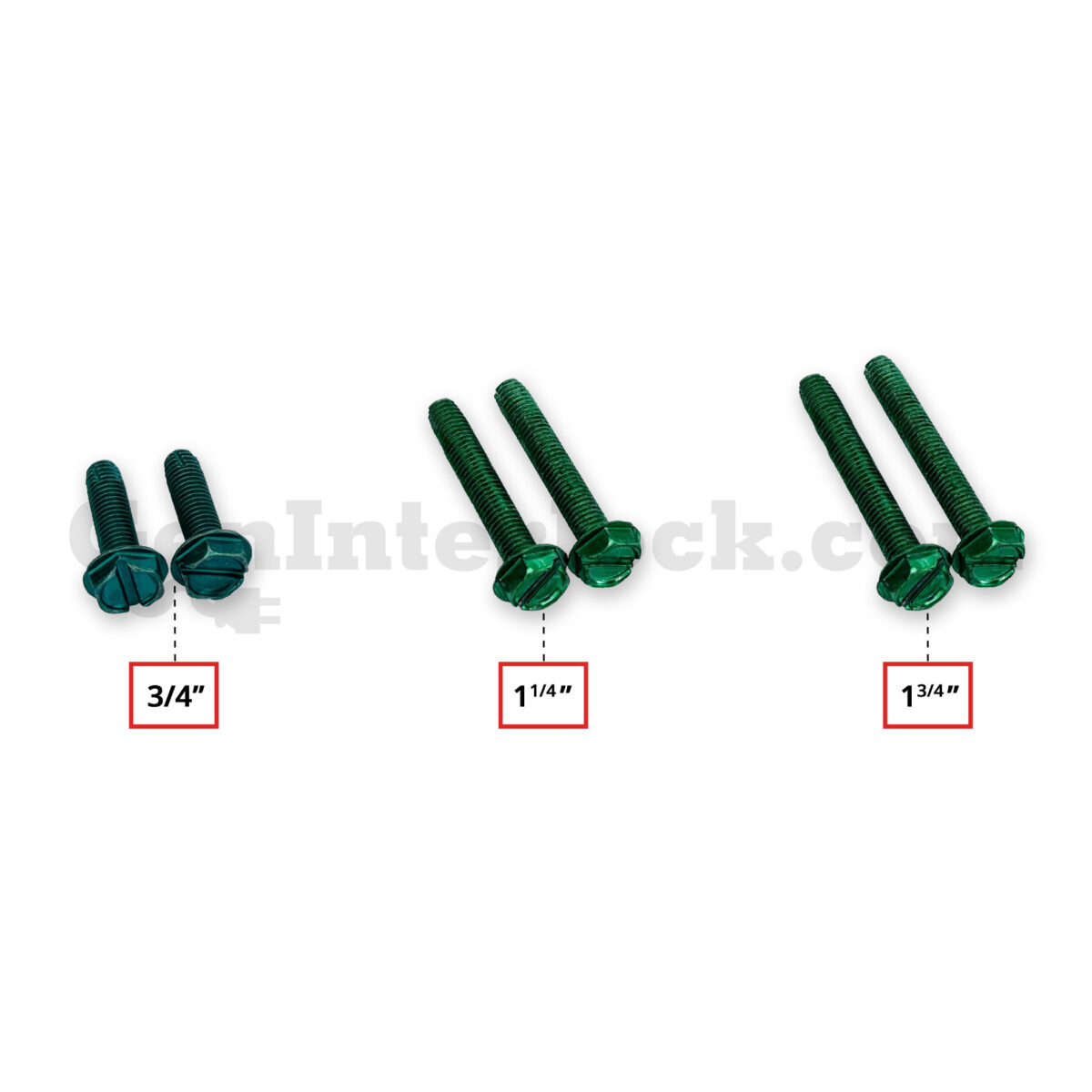 Generator Interlock Kit Green Screws in Three Sizes: 3/4, 1-1/4, and 1-3/4 Inch